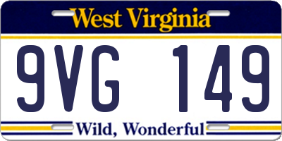 WV license plate 9VG149