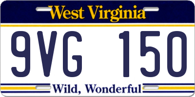 WV license plate 9VG150