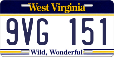 WV license plate 9VG151