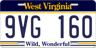 WV license plate 9VG160