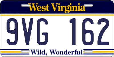 WV license plate 9VG162
