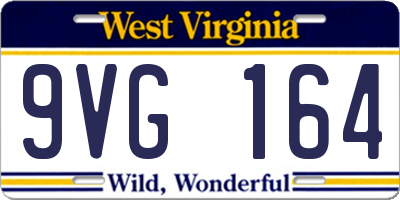 WV license plate 9VG164
