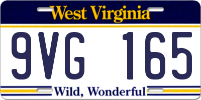 WV license plate 9VG165