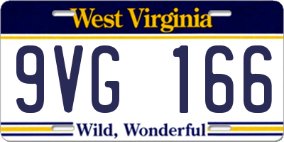 WV license plate 9VG166