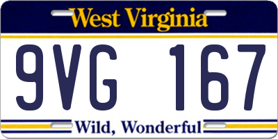 WV license plate 9VG167