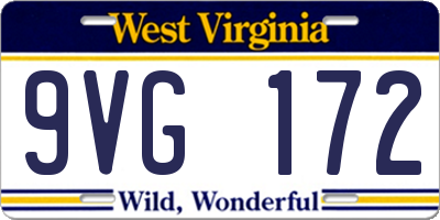 WV license plate 9VG172