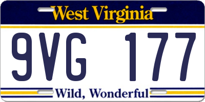 WV license plate 9VG177