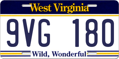 WV license plate 9VG180