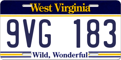 WV license plate 9VG183