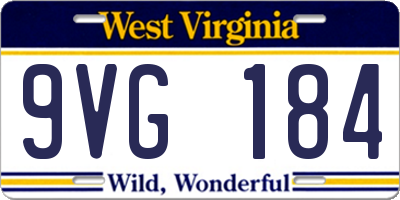 WV license plate 9VG184