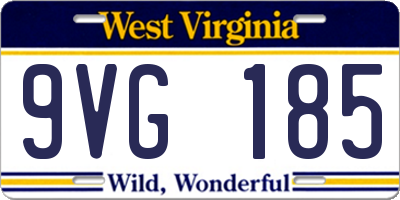 WV license plate 9VG185