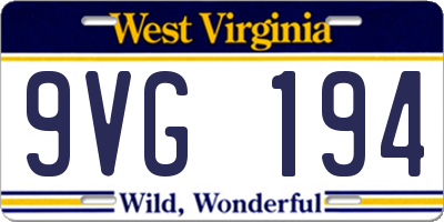 WV license plate 9VG194