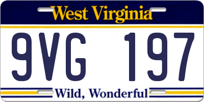 WV license plate 9VG197