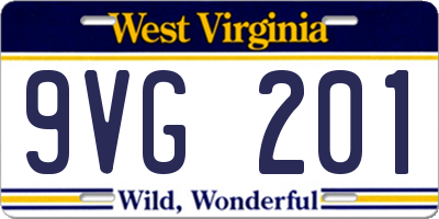 WV license plate 9VG201