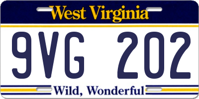 WV license plate 9VG202