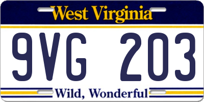 WV license plate 9VG203