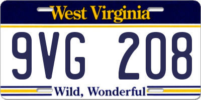 WV license plate 9VG208
