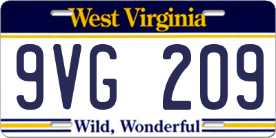 WV license plate 9VG209