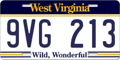 WV license plate 9VG213