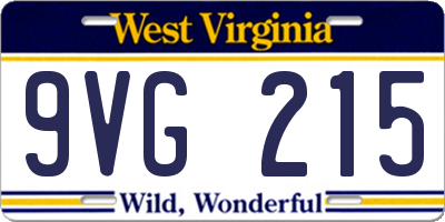 WV license plate 9VG215