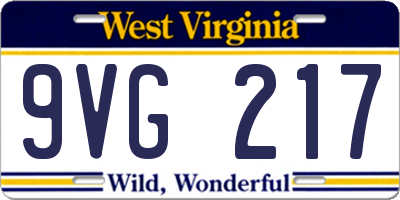 WV license plate 9VG217
