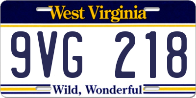 WV license plate 9VG218