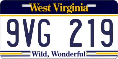 WV license plate 9VG219