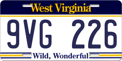WV license plate 9VG226