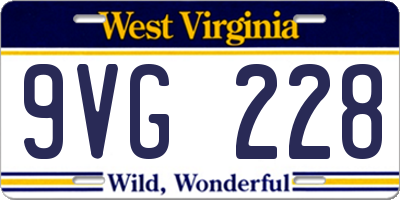 WV license plate 9VG228