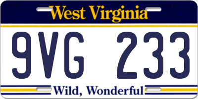WV license plate 9VG233