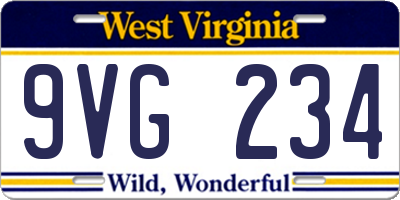 WV license plate 9VG234