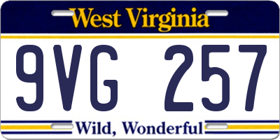 WV license plate 9VG257