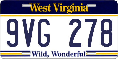 WV license plate 9VG278