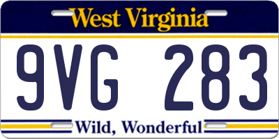 WV license plate 9VG283