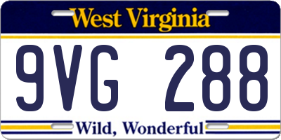 WV license plate 9VG288