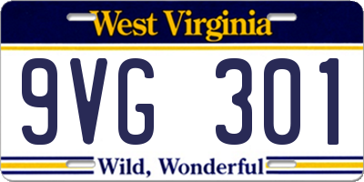WV license plate 9VG301
