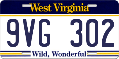 WV license plate 9VG302