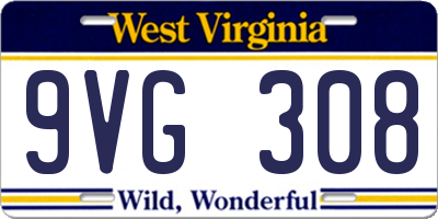 WV license plate 9VG308