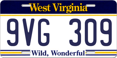 WV license plate 9VG309