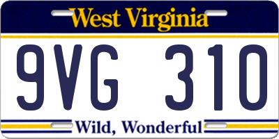WV license plate 9VG310