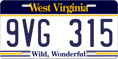 WV license plate 9VG315