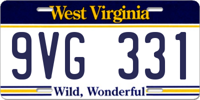 WV license plate 9VG331