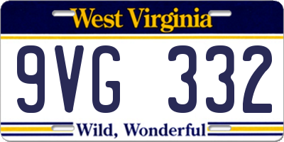 WV license plate 9VG332