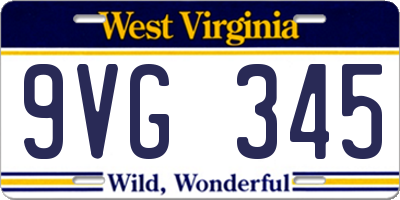 WV license plate 9VG345