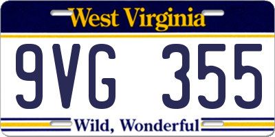 WV license plate 9VG355