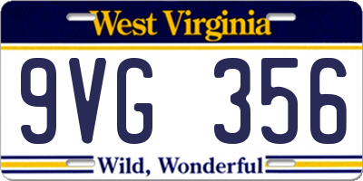 WV license plate 9VG356