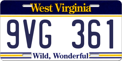 WV license plate 9VG361