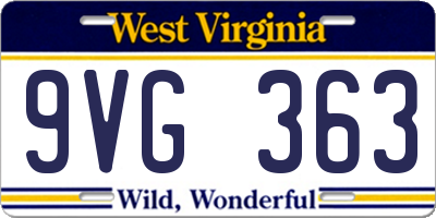 WV license plate 9VG363