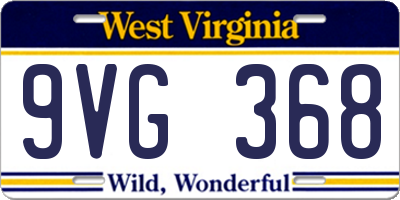 WV license plate 9VG368