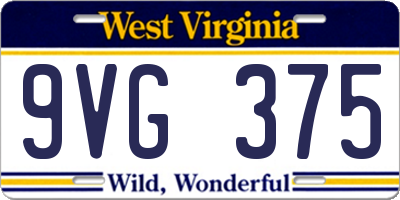 WV license plate 9VG375